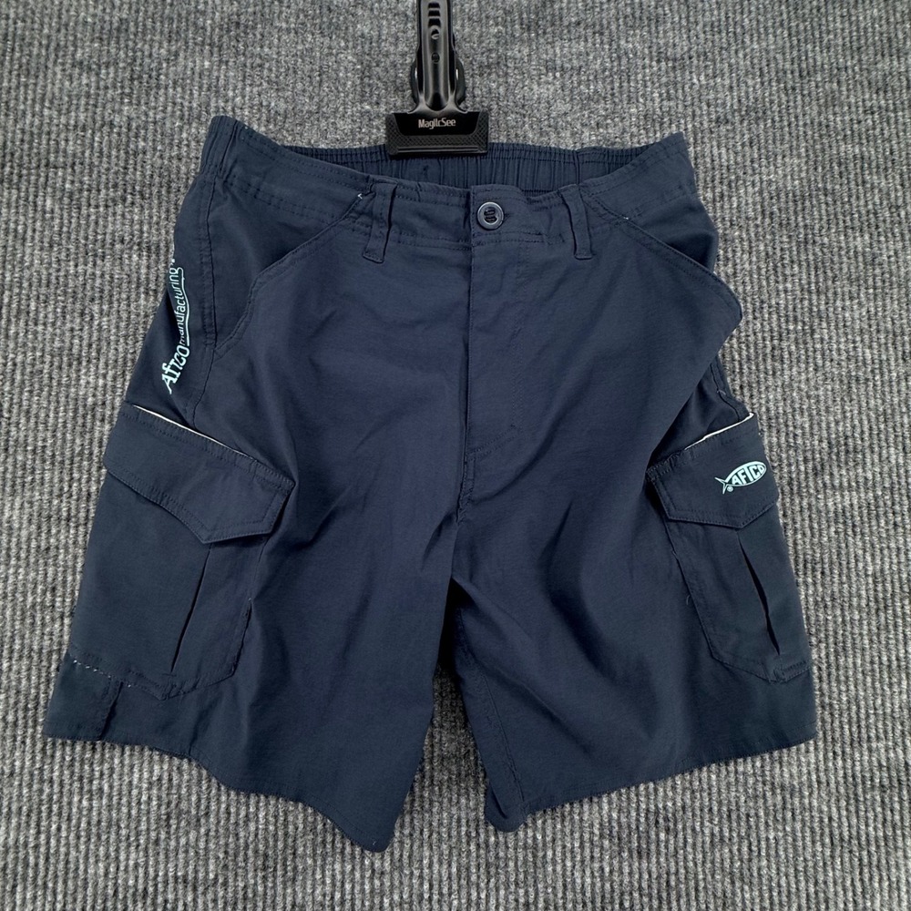 AFTCO Fishing Shorts Mens 28 Navy Blue Excellent Cargo Performance Pockets